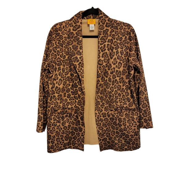Ruby Rd Leopard Jacket Soft Faux Suede Open Jacket Size Petite Small - Picture 1 of 12